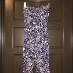 Lilly for Target Blue and White Strapless Romper